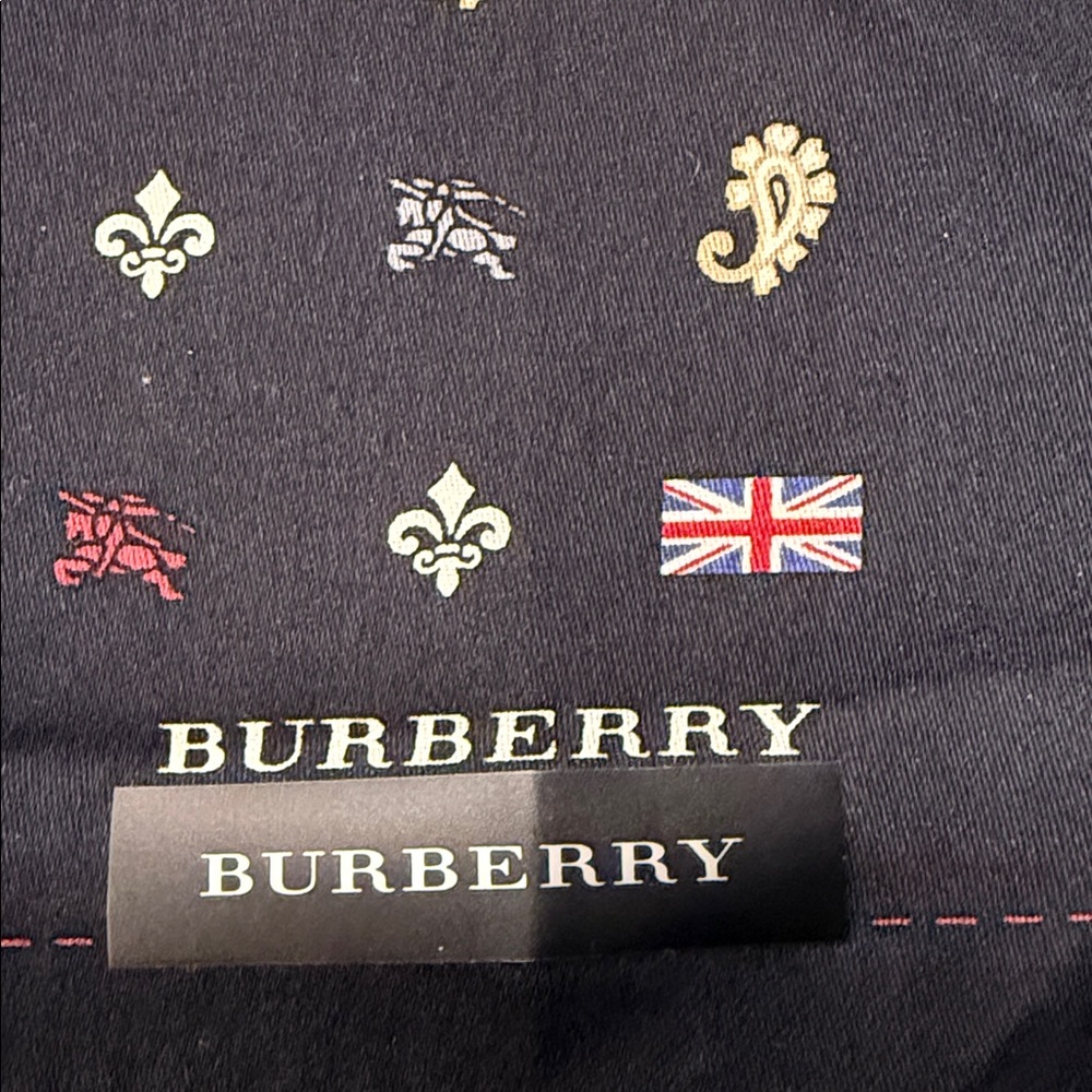 Burberry Navy Scarf with Equestrian and Union Jack Accents - Picture 2 of 3